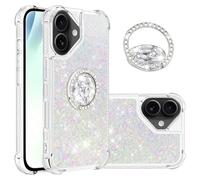 IMEIKONST Coque pour iPhone 17 avec Ring Bague Anneau Support, Paillette Brillants Liquide Très Mince Étui pour Fille Antichoc Silicone Housse pour iPhone 17. Colorful YBZ