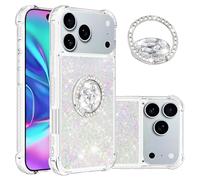 IMEIKONST Coque pour iPhone 17 Pro avec Ring Bague Anneau Support, Paillette Brillants Liquide Très Mince Étui pour Fille Antichoc Silicone Housse pour iPhone 17 Pro. Colorful YBZ