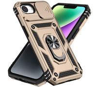 IMEIKONST Coque pour iPhone 17e 6.1 Pouces 360° Full Protection de la Caméra en PC Dur Antichoc Renforcée Armor Heavy Duty Antichoc Bumper Housse Etui pour iPhone 16e / 17e. Or JXT