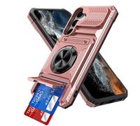 IMEIKONST Coque pour Samsung Galaxy A26 5G avec Porte Carte, Protection Caméra & Anneau Magnétique Kickstand, Protection Militaire Antichoc Étui Anti-Rayures Housse pour Samsung A26 5G. Or Rose TCKB