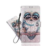 IMEIKONST Coque pour Samsung Galaxy A56 5G, 3D Simili Cuir Magnétique Porte Carte Étui à Rabat Portefeuille Pochette Housse Stand Anti-Choc Coque pour Samsung Galaxy A56 5G. Big Eyed Owl YB