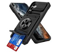 IMEIKONST Coque pour Samsung Galaxy S25 FE avec Porte Carte, Protection Caméra & Anneau Magnétique Béquille, Protection Militaire Antichoc Étui Anti-Rayures Housse pour Samsung S25 FE. Noir TCKB