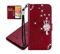 IMEIKONST Embossed Case for iPhone 11 Étui Owl Glitter Sparkly Gems Shockproof Cuir Wallet Flip Stand Porte-Cartes de Crédit Magnétique Folio Coque pour iPhone 11 Owl Brown YK