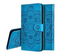IMEIKONST Huawei Y7 Prime 2018 Étui Mandala Embossed Cuir Flip Porte-Cartes de Crédit Portefeuille Magnétique Closure Stand Housse Coque pour Huawei Honor 7C / Enjoy 8 Mandala Blue LD