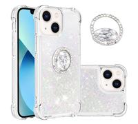 IMEIKONST iPhone 13 Mini Coque avec Ring Bague Anneau Support, Paillette Brillants Liquide Très Mince Étui pour Fille Antichoc Silicone Bumper Housse pour iPhone 13 Mini. Colorful YBZ