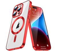 IMEIKONST iPhone 13 Pro 6.1" Transparente Coque, Etui Magnétique Compatible avec MagSafe, Dos Anti Rayures Housse de Téléphone Antichoc Pare-Chocs TPU Souple pour iPhone 13 Pro. Red YIX