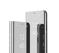 IMEIKONST iPhone XS Etui Bookstyle Miroir Clair Vue Makeup Smart View Standing Full Body Protecteur Housse Coque Etui à Rabat Coque pour iPhone XS/X 5.8" Flip Mirror: Silver QH