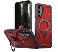 IMEIKONST Magnétique Coque pour Samsung Galaxy A56 5G avec Anneau de Béquille, 360° Protection Militaire PC Dur + TPU Souple Antichoc Renforcée Armor Bumper Housse Etui pour Samsung A56 5G. Rouge TH