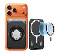 IMEIKONST Porte-Cartes Wallet avec Support en Métal, Magnétique Mince Portefeuille pour iPhone 17/16/15/14/13/12 Série et Certains Appareils Samsung Galaxy, Compatible avec MagSafe. Noir KB