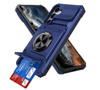 IMEIKONST pour Samsung Galaxy S23 Coque avec Porte Carte, Protection Caméra & Anneau Magnétique Béquille, Protection Militaire Antichoc Étui Anti-Rayures Housse pour Samsung S23. Bleu TCKB