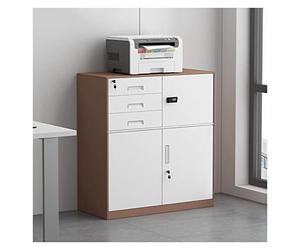 IMEITE Armoire de rangement pour bureau avec serrure, casier pour la maison et le bureau, 3 tiroirs pour lettres/documents de format A4, documents juridiques, dossiers (couleur café) armoire de