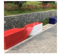 IMEITE Banc Extérieur Chaise de Loisirs en Plastique renforcé Fibres Verre Centre Commercial Simple Aire Repos publique Sièges Loisirs Banc Assis créatif Twist Banc De Jardin(White+Red 150 * 42 * 42)