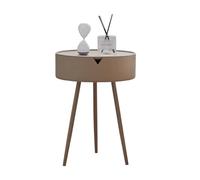 IMEITE Table de chevet de style crème, petite table basse simple, armoire de rangement ronde pour chambre à coucher, tables de salon
