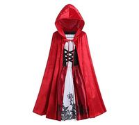 IMEKIS Enfants Filles Petit Chaperon Rouge Costume Princesse Halloween Orgie Habillage avec Cape à Capuche 2 pièces Anniversaire Cosplay Fetè Set Rouge 9-10 ans