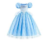 IMEKIS Filles Cendrillon Aurore Costume Princesse Fantaisie Halloween Carnaval Cosplay Habiller Robe en Tulle à Volants Fleur avec Accessoires de Conte de Fées Tenue de Fête d'Anniversaire