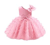 IMEKIS Robe d'anniversaire pour bébé fille - Sans manches - Princesse - Papillon - Volants - Tutu - Fleur - Robe de fête de mariage élégante et formelle - Robe de bal, Rose, 5-6 ans