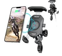 iMESTOU Chargeur de Montage de Téléphone sans Fil de Moto Anti-vol avec Qi 15w et USB C 3A Guidon 1 "Support de Téléphone à Bille Rapide pour 4.0"-7.0" Cellphones