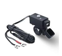 iMESTOU Chargeur de Téléphone USB pour Moto 5V 2.1A, Anneau à Deux Sorties USB avec Interrupteur étanche à Fusible Fonctionne avec Les Motos, Camions, Bateaux 12/24V