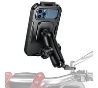 iMESTOU Support de Téléphone étanche pour Moto, Support de Téléphone Portable avec Boule de 1" pour Rétroviseur avec Double Prise Antivol, Rotation à 720° pour Smartphones de 5,5" à 6,8" (Taille L)