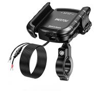 iMESTOU Support USB en aluminium pour moto avec charge rapide USB-C, convient pour téléphones de 13,7 à 18,3 cm jusqu'à 15 mm d'épaisseur, guidon 12''