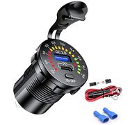 iMESTOU USB C & QC3.0 Chargeur de Voiture USB Double Prise de Charge Rapide avec voltmètre et Interrupteur pour Motos, Bateaux, UTV, RV et Plus Encore