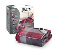 Imetec Couverture Chauffante Adapto Velvet Tartan + Poche - Plaid chauffant 150x110 cm-6 Températures, Motif Tartan,Tissu Toucher Velours et Sherpa,Anti Surchauffe, Chauffage Rapide,Lavable en Machine