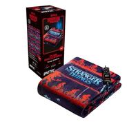 Imetec Couverture Chauffante - Plaid Électrique Officiel Netflix - Design Motif Emblématique de la Série Stranger Things - Bleu et Rouge sur Fond Violet - Dimensions 180L x 140l cm