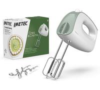 Imetec Crea & Crema Batteur Électrique, Fouets Extra-Longs pour Pâtes Sucrées et Crème Fouettée, Crochets de Pétrissage en Acier Inoxydable, 5 Vitesses, Fonction Turbo, Design Ergonomique, 500 W
