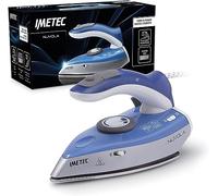 Imetec Fer à Vapeur Nuvola - Fer à Repasser Vapeur Voyage 1000 Watts Compacte et Léger Avec Poignée Pliante, Plaque en Acier Inoxydable, Étui de Voyage & Double Voltage - Vapeur Verticale Puissante