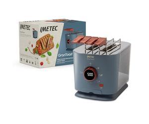 Imetec Grantoast, Grille-pains 2 tranches XL avec pinces ouvrantes pour toasts garnis, 7 niveaux de dorure, nettoyage facile, Écran à LED, Minuteur numérique, Acier inox