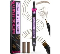 iMethod Stylo à sourcils - Crayon à sourcils magique 2 en 1 pour femme avec 4 pointes fourchues et pointe pinceau précise pour créer des sourcils naturels ressemblant à des cheveux, dure toute la