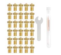 iMetrx Lot de 30 buses en laiton E3D V6, 0,2 mm, 0,3 mm, 0,4 mm, 0,6 mm, 0,8 mm, 1,0 mm + kit d'aiguilles de nettoyage en acier inoxydable pour imprimante 3D Prusa i3, Anycubic i3 mega