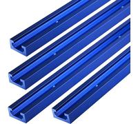 iMetrx Lot de 4 rails en T pour le travail du bois en aluminium - 1220 mm - Bleu - Profil double coupe universel avec trous de montage pré-percés et vis pour accessoires universels en T