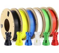 iMetrx Lot de 6 filaments PLA 1,75 mm x 250 g Multi Color Pack 1,5 kg Total (noir, blanc, bleu, rouge, jaune, vert) Filament d'impression 3D (250 g/bobine, 6 bobines/paquet, diamètre 1,75 ± 0,03 mm)