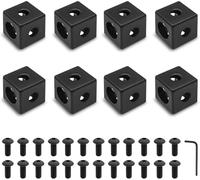 iMetrx Lot de 8 cubes d'angle à 3 voies 2020 pour connecteur d'extrusion en aluminium 20 x 20 - Fente en T - Accessoires pour imprimante 3D - Noir