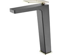 IMEX BDC032-3NGOLD Robinet de lavabo haute série Suède Noir mat et or brillant