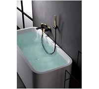 Imex BDC032-7NGOLD - Mitigeur mural pour baignoire avec poignée de douche - Robinetterie de salle de bain encastrée - Série Suède noir mat et or brillant