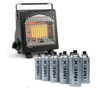 IMEX Chauffage au gaz de camping - 1,7 kW - Chauffage mobile pour tente - Avec fusible ODS en manque d'oxygène et protection anti-basculement - Chauffage en céramique pour extérieur, pêche et urgence