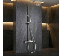Imex - Colonne de douche en nickel brossé monocommande avec robinet | Ensemble de douche avec pommeau et pommeau anticalcaire | Robinetterie en laiton et acier inoxydable S.304 avec barre extensible |