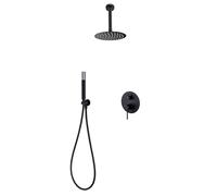 IMEX - Colonne de Douche Encastrée Noir Salle de Bain | Colonne Douche Encastrable Laiton Noire Mat | Pommeau Douche Anti Calcaire en Acier Inoxydable S.304 | Série Tivoli