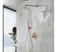 IMEX - Colonne de Douche Encastrée Salle de Bain | Colonne Douche Encastrable Laiton Or Rosse | Pommeau Douche Anti Calcaire en Acier Inoxydable S.304 | Série Monza