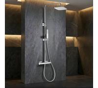 Imex - Colonne de douche monocommande avec robinet chromé | Ensemble de douche avec pommeau et pommeau anticalcaire | Robinetterie en laiton et acier inoxydable S.304 avec barre extensible | Série