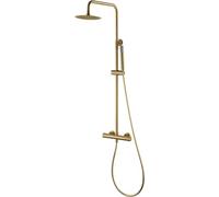IMEX - Colonne de douche thermostatique, Barre de bain avec robinet thermostatique fabriquée en acier inoxydable et laiton, Ensemble de robinetterie de bain (Or brossé)