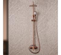 IMEX - Colonne Douche Salle de Bain | Colonne de Douche Laiton avec Mitigeur Or Rosse| Colonne de Douche avec Robinet Reglable | Barre en Acier Inoxydable S.304 Extensible | Série Roma