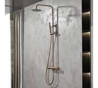 IMEX - Colonne Douche Salle de Bain | Colonne de Douche Laiton avec Mitigeur Or Rosse| Colonne de Douche avec Robinet Reglable | Barre en Acier Inoxydable S.304 Extensible | Série Line