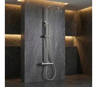 IMEX - Colonne Douche Thermostatique Salle de Bain Chrome | Colonne de Douche Laiton Reglable | Mitigeur Colonne de Douche avec Robinet | Barre en Acier Inoxydable S.304 Extensible | Série Monza