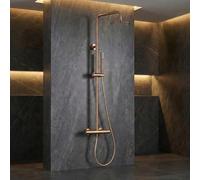 IMEX - Colonne Douche Thermostatique Salle de Bain | Colonne de Douche Laiton Reglable Or Rosse | Mitigeur Colonne de Douche avec Robinet | Barre en Acier Inoxydable S.304 Extensible | Série Monza