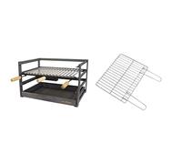IMEX El Zorro 71478.0 tiroir Barbecue avec grille, noir, 57 x 41 x 35 cm & 71674 - Grille de barbecue en zinc 56 x 40 cm