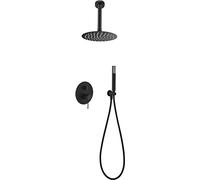 IMEX - Ensemble de douche encastré au plafond, Kit monocommande douche encastré 2 voies - SERIE LINE TOP (Noir Mate.)