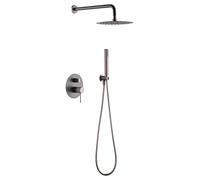 IMEX Ensemble de douche Kit Mitigeur douche encastré mural - 2 voies - SÉRIE LINE (Gris mat et Champagne)